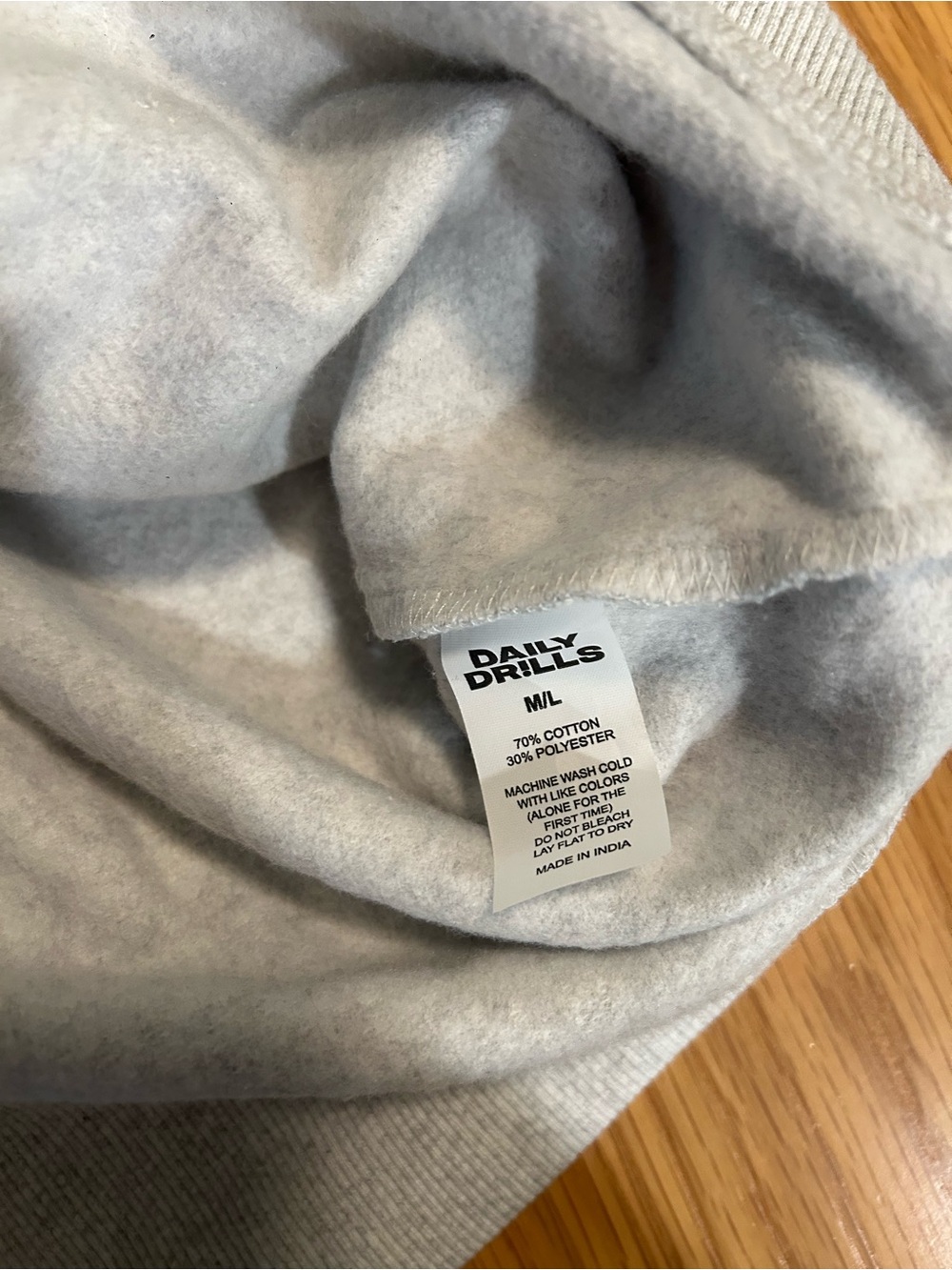 Daily Drills Oversized Fleece Hoodie - Heather Grey Size M/L NWT - Picture 6 of 7